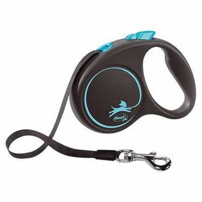 Black Design Otomatik Şerit Köpek Gezdirme Tasması Large 5 Mt Mavi