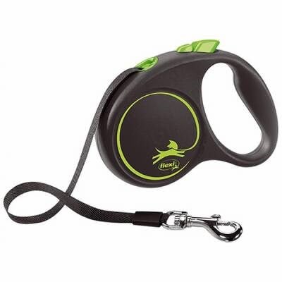 Black Design Otomatik Şerit Köpek Gezdirme Tasması Small 5 Mt Yeşil