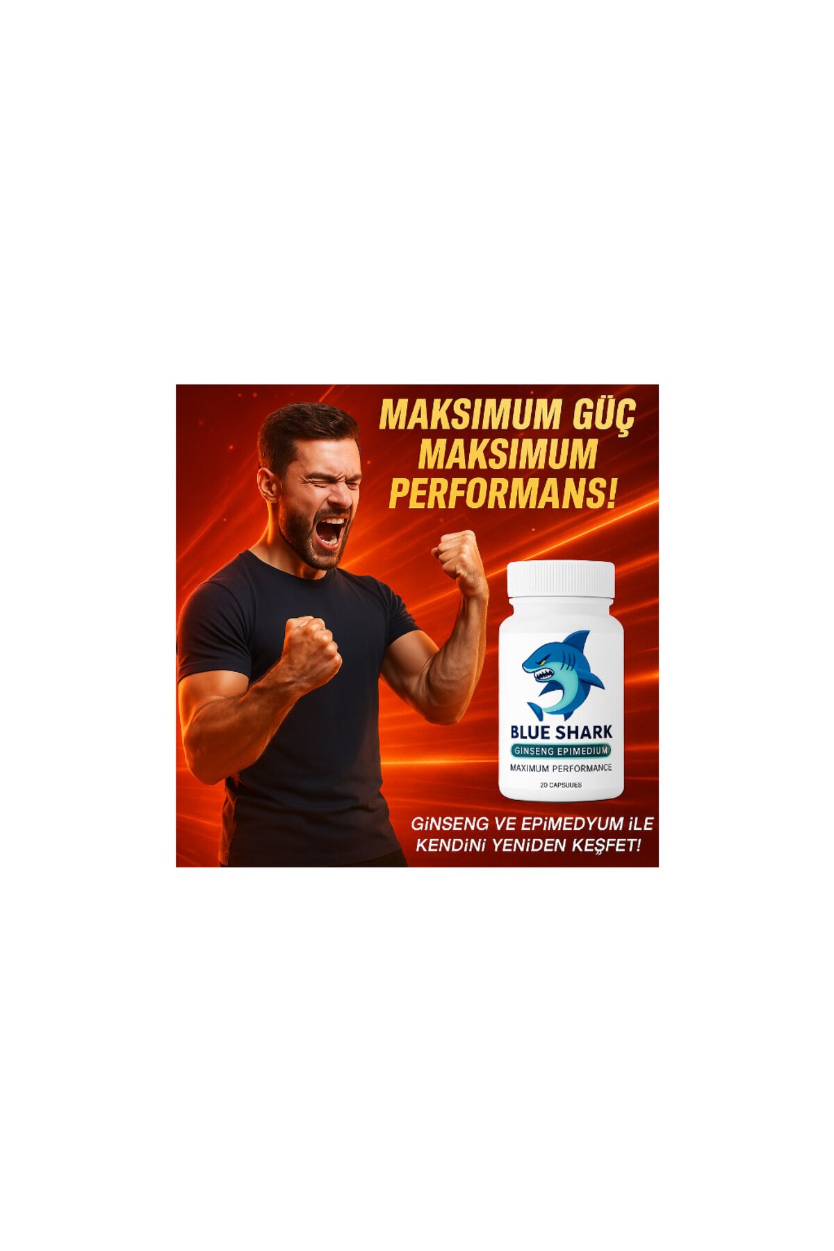 Blue Shark Ginseng&Epimedium Erkekler İçin Destekleyici 20'li x 1 adet + Kayganlaştırıcıyla
