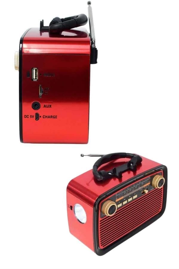 Bluetooth Hoparlör Ahşap Renk Vintage Işıklı Nostaljik Radyo Fm Ahşap Görünümlü
