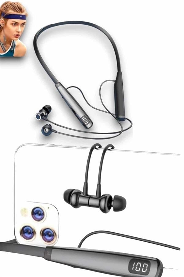 Bluetooth Kulaklık Şarj Göstergeli 100 Saat Şarj Kapasiteli Sporcu Kulaklık