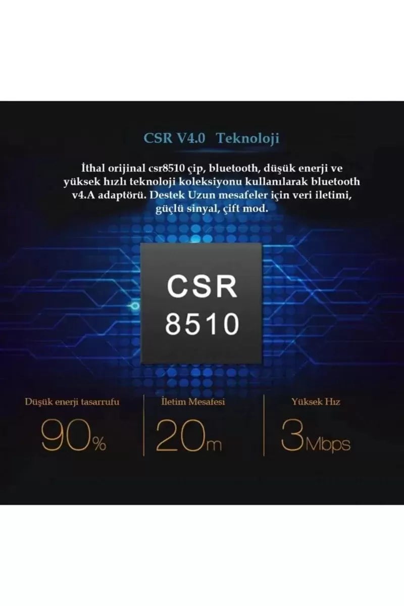 Bluetooth V4.0 Usb Dongle Adaptör 20m Mesafeli Csr 4.0 Tak Çalış