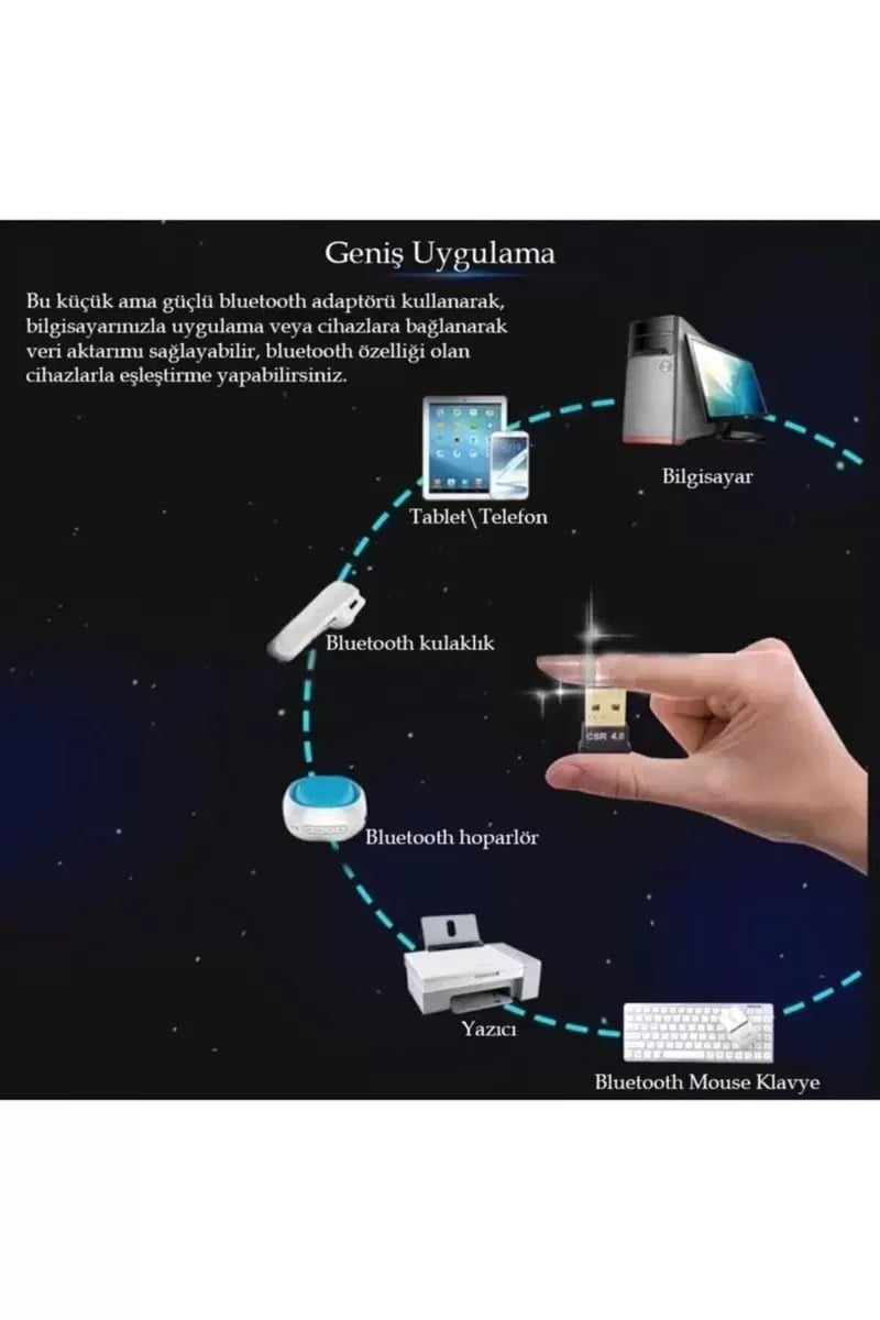 Bluetooth V4.0 Usb Dongle Adaptör 20m Mesafeli Csr 4.0 Tak Çalış