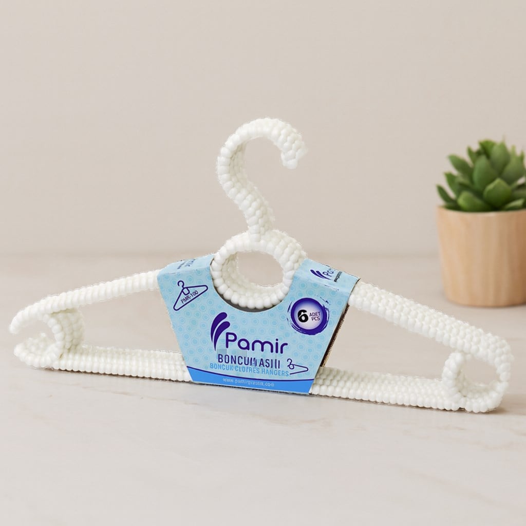 Boncuklu Plastik Elbise Askısı 6'lı