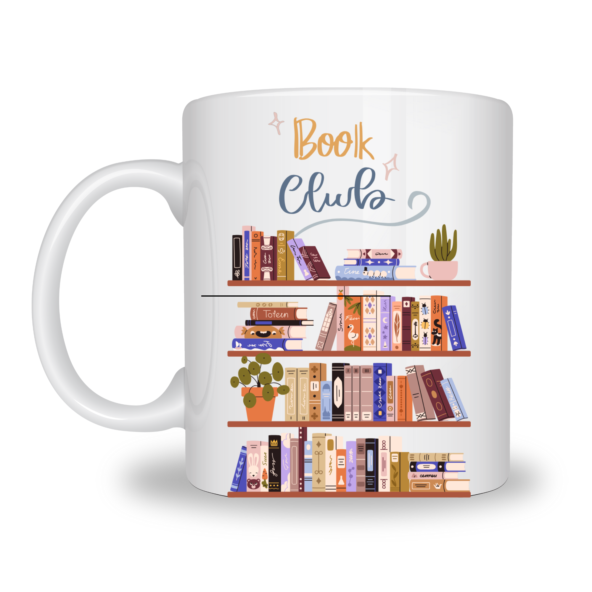 Book Club Temalı Kupa Model 243 Kitap Severler İçin Tasarım Baskılı Seramik Kahve Kupası