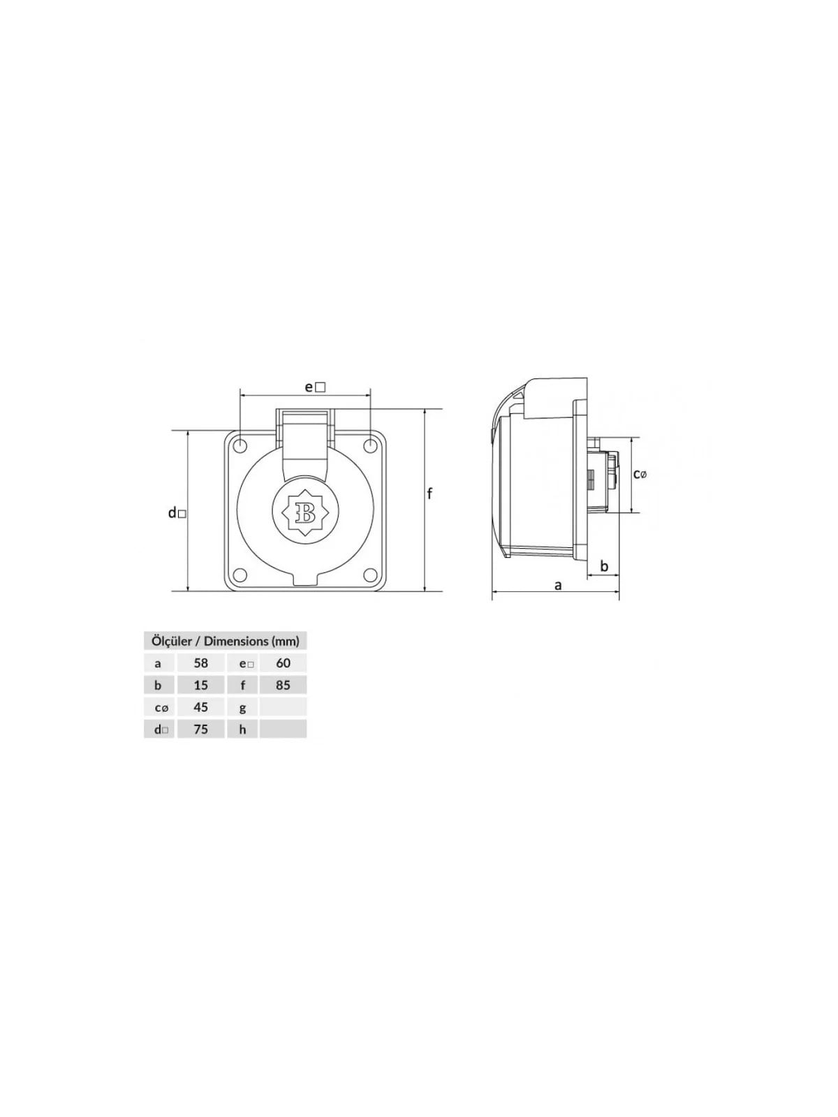 BP1-1402-2410 Monofaze Makine Priz 1X16A