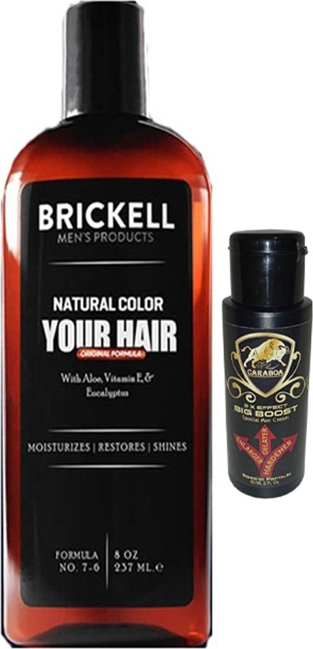 Brickell 237 ml Erkeklere Saçsakal Beyazlıkgiderici Şampuan + Caraboa Büyütücügeciktiricisertleştirici Kremi 60ML