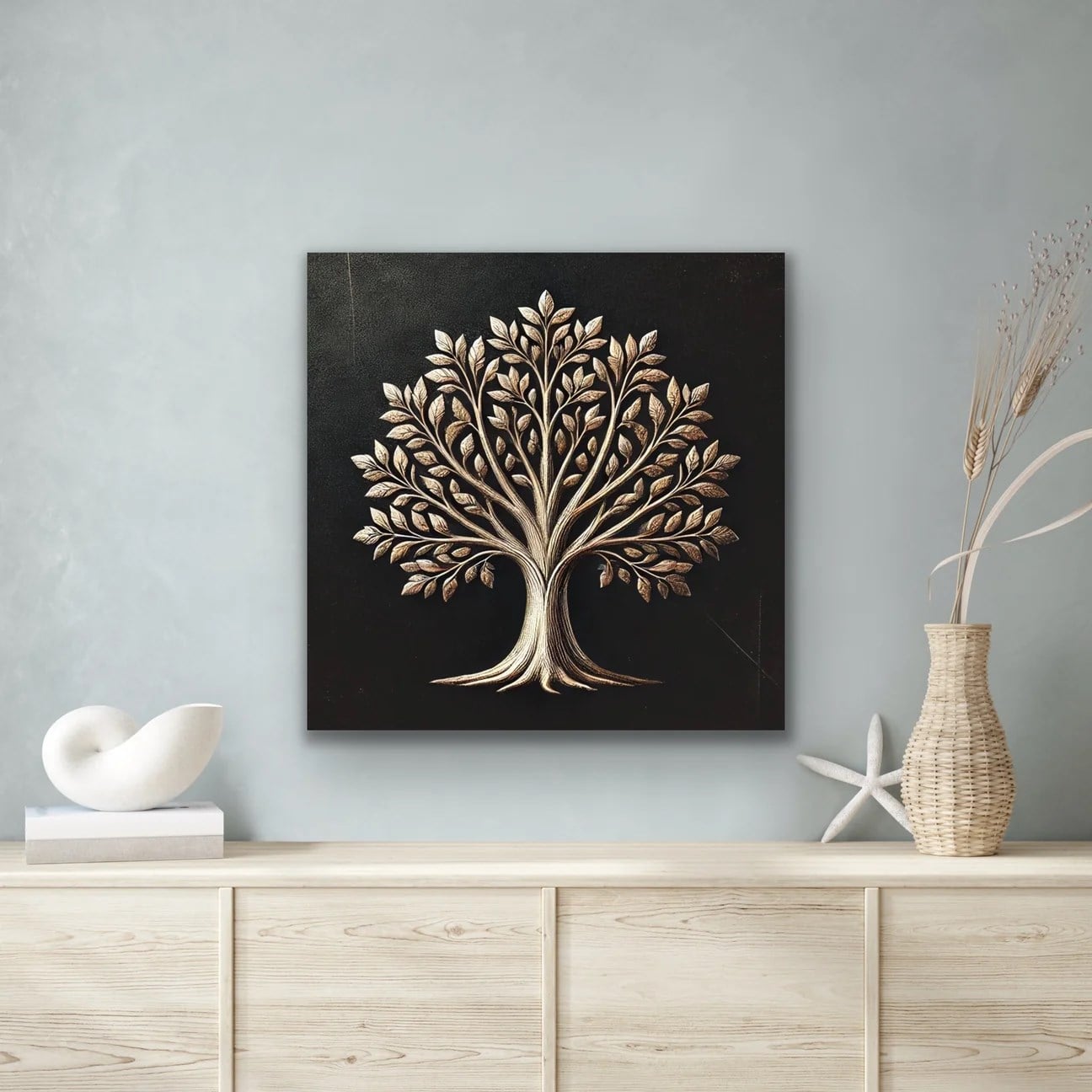 Bronz Ağaç Kanvas Tablo 60x60cm