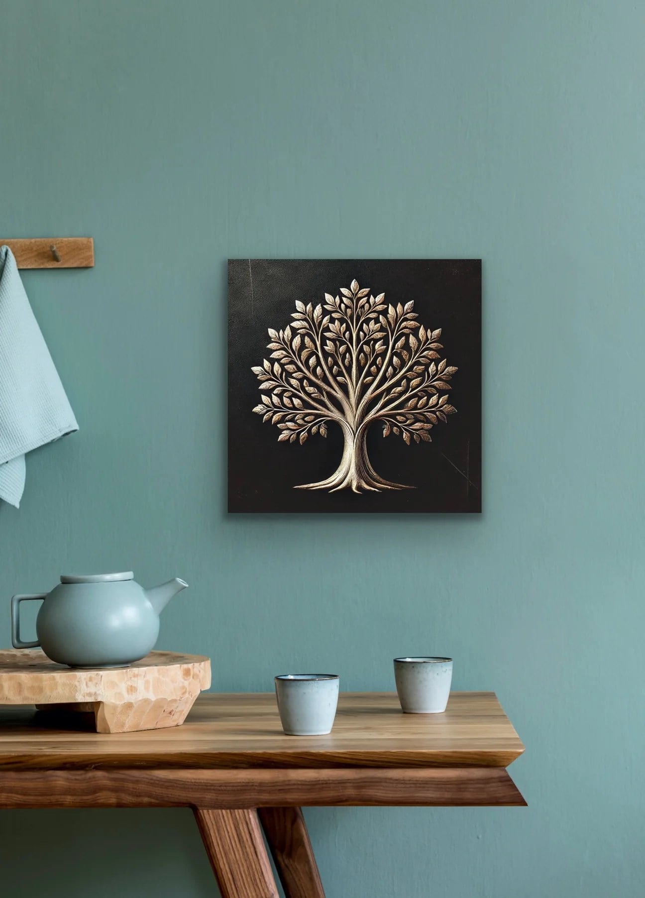 Bronz Ağaç Kanvas Tablo 60x60cm