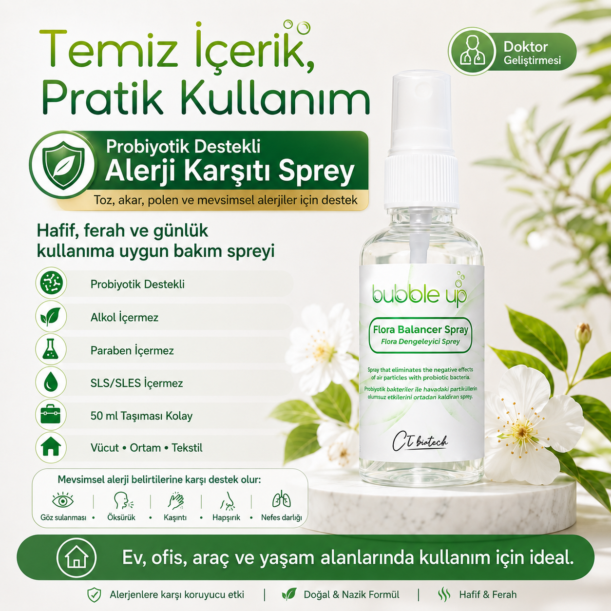 Bubble Up Probiyotik Destekli Alerji Karşıtı Ortam Spreyi 50 ml