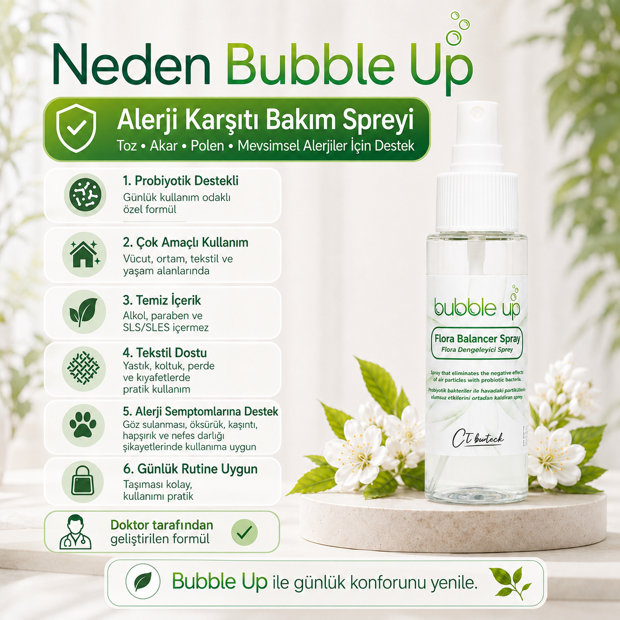 Bubble Up Probiyotik Destekli Alerji Karşıtı Ortam Spreyi 50 ml