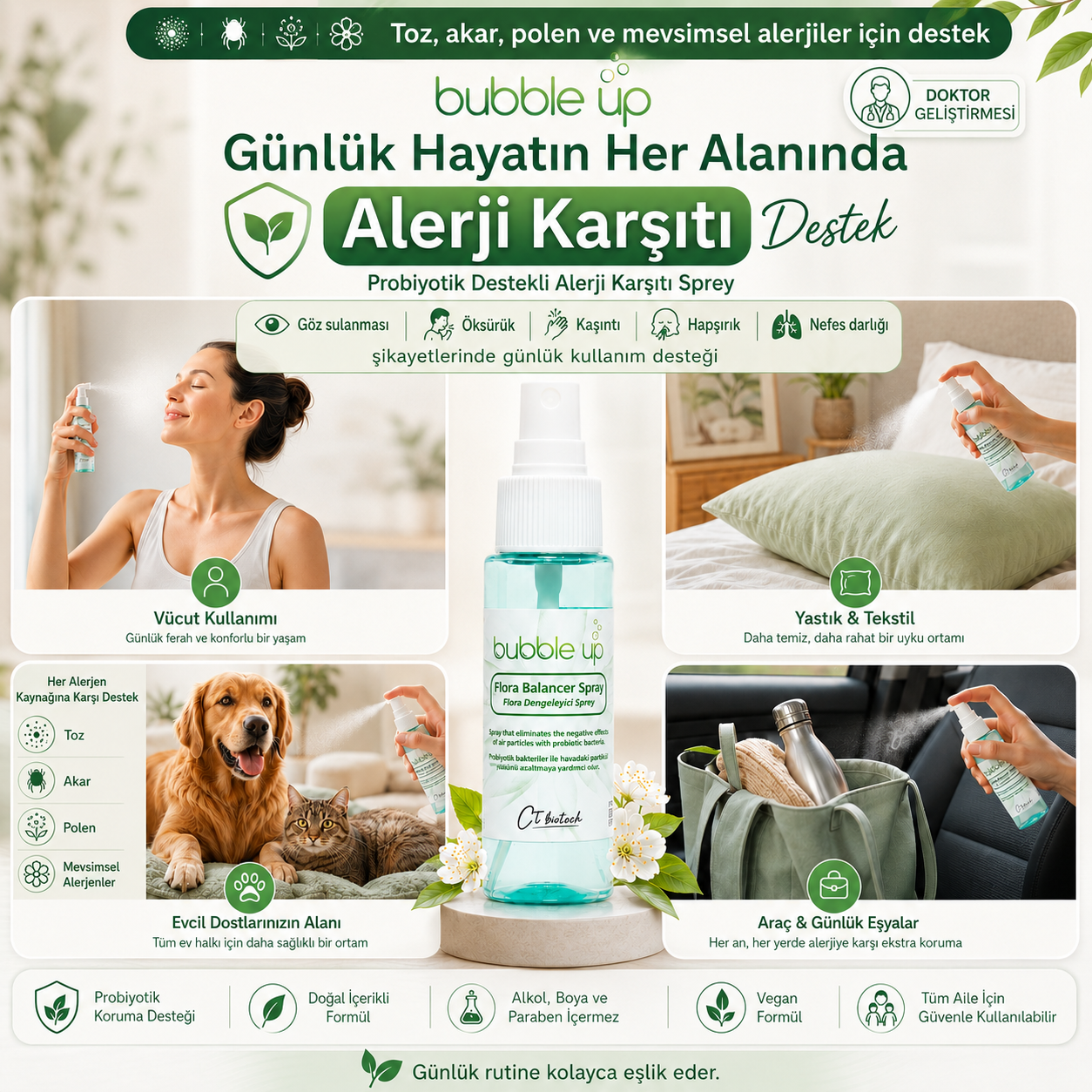 Bubble Up Probiyotik Destekli Alerji Karşıtı Tekstil Spreyi 50 ml