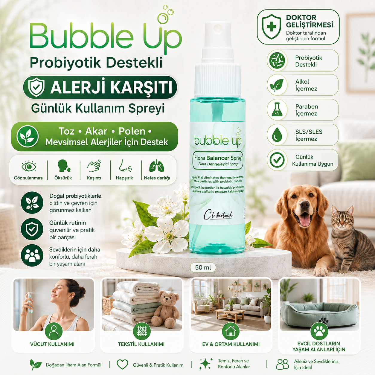 Bubble Up Probiyotik Destekli Alerji Karşıtı Vücut Spreyi 50 ml