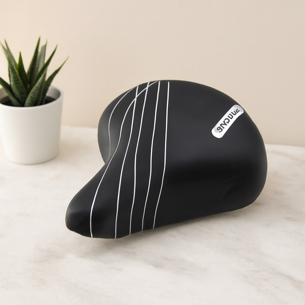 Büyük Geniş Bisiklet Sele 20.5x24 cm (Yaylı) Siyah-Beyaz