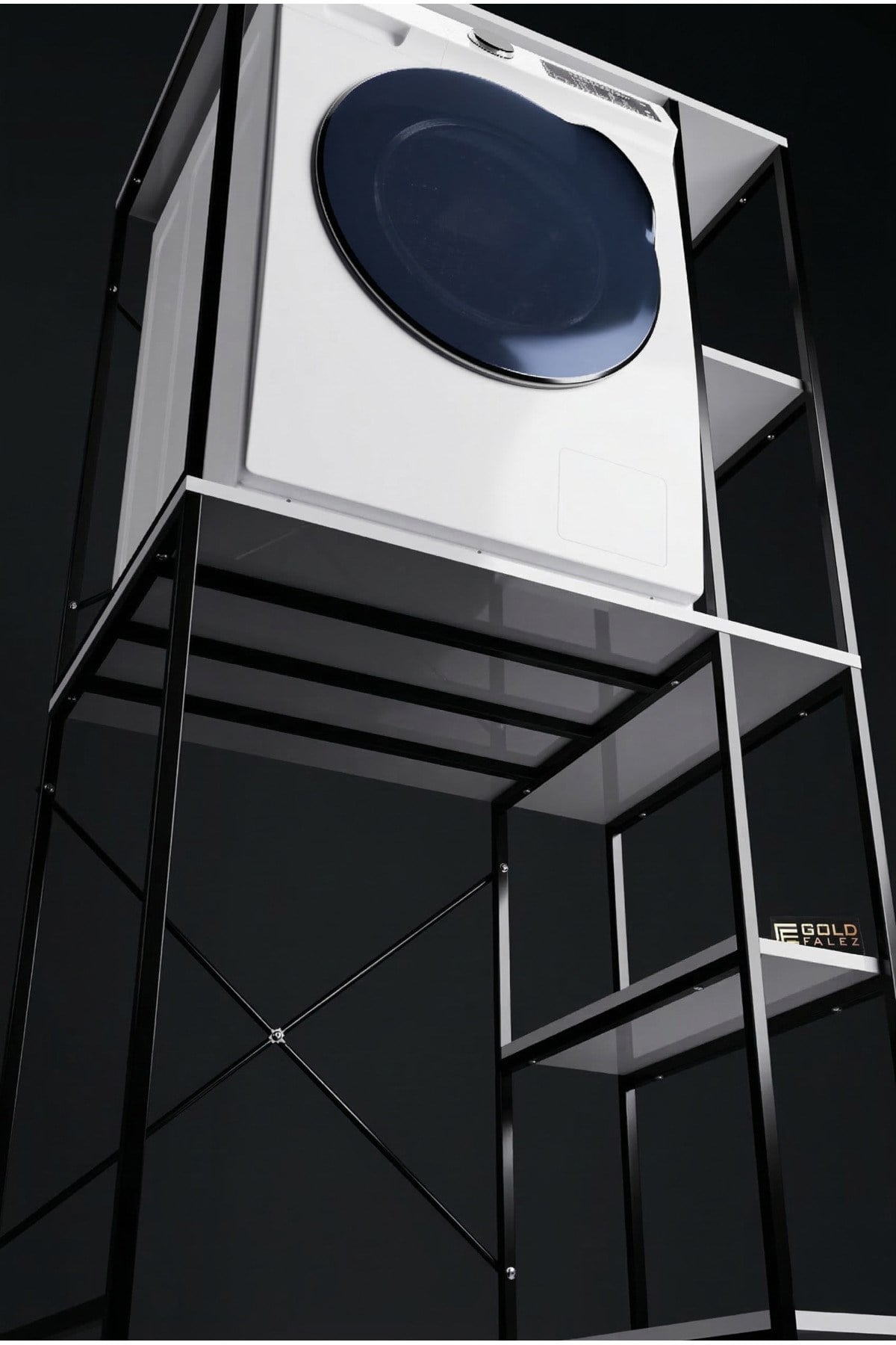 Çamaşır Makinesi Dolabı Yan Raflı Dolap Metal Banyo Organizer Çok Katlı Düzenleyici 264 Siyah