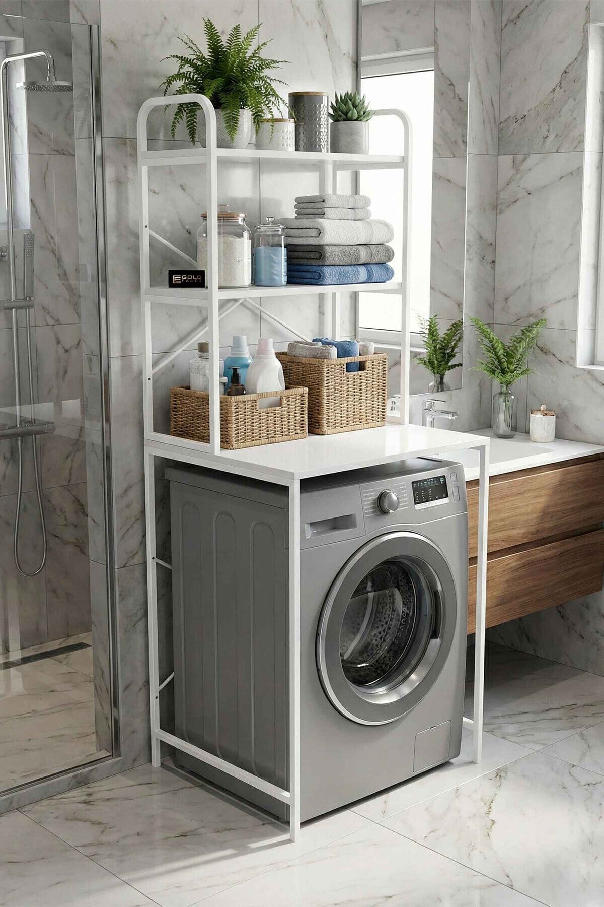 Çamaşır Makinesi Üstü Raf Beyaz 70 cm