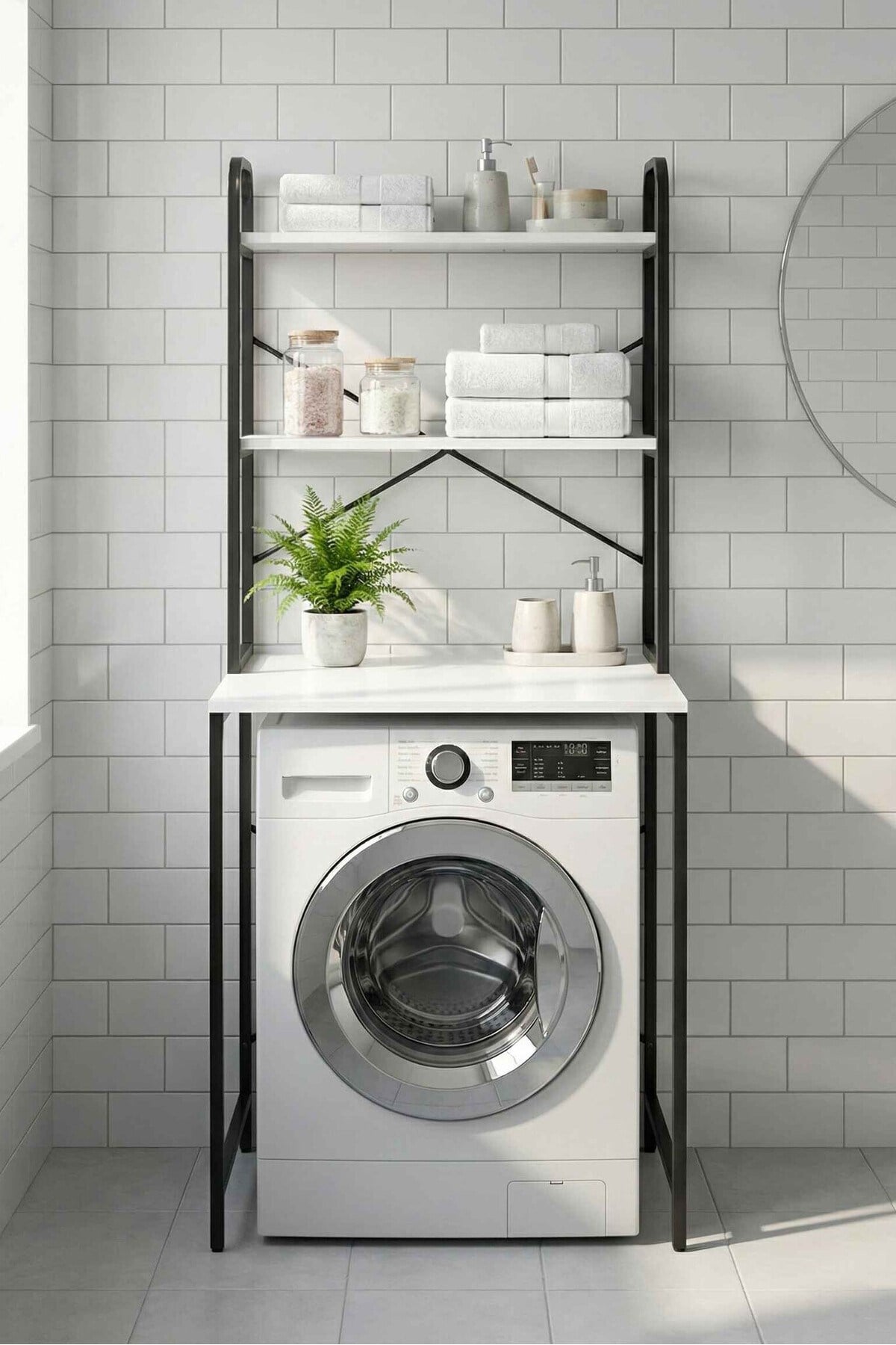Çamaşır Makinesi Üstü Raf Siyah 70 cm