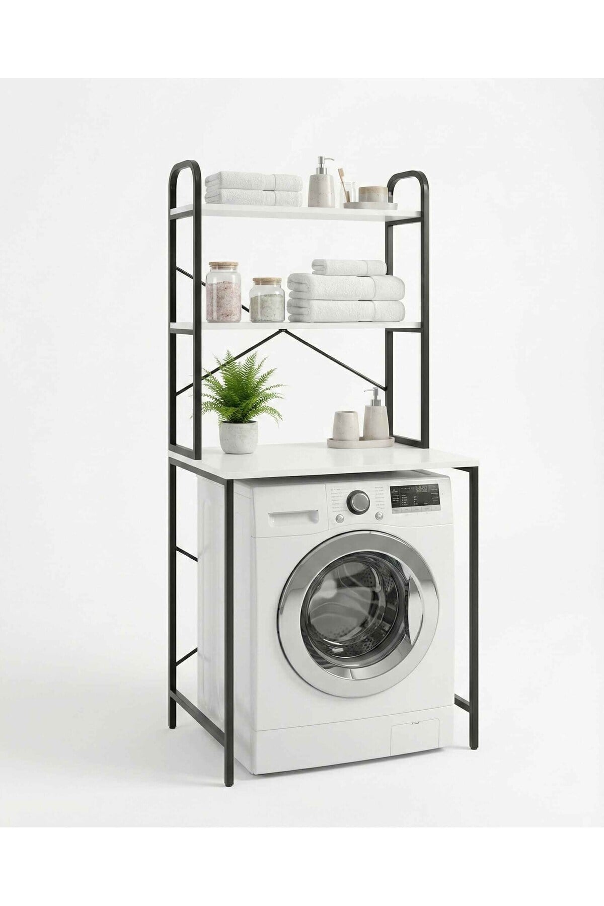 Çamaşır Makinesi Üstü Raf Siyah 70 cm