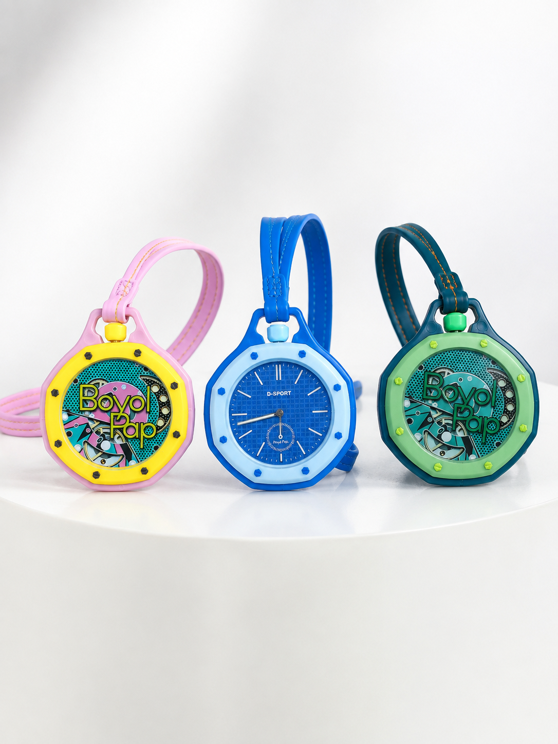 Çanta ve Anahtarlık İçin Askılı Analog Taşınabilir Charm Saat Mavi