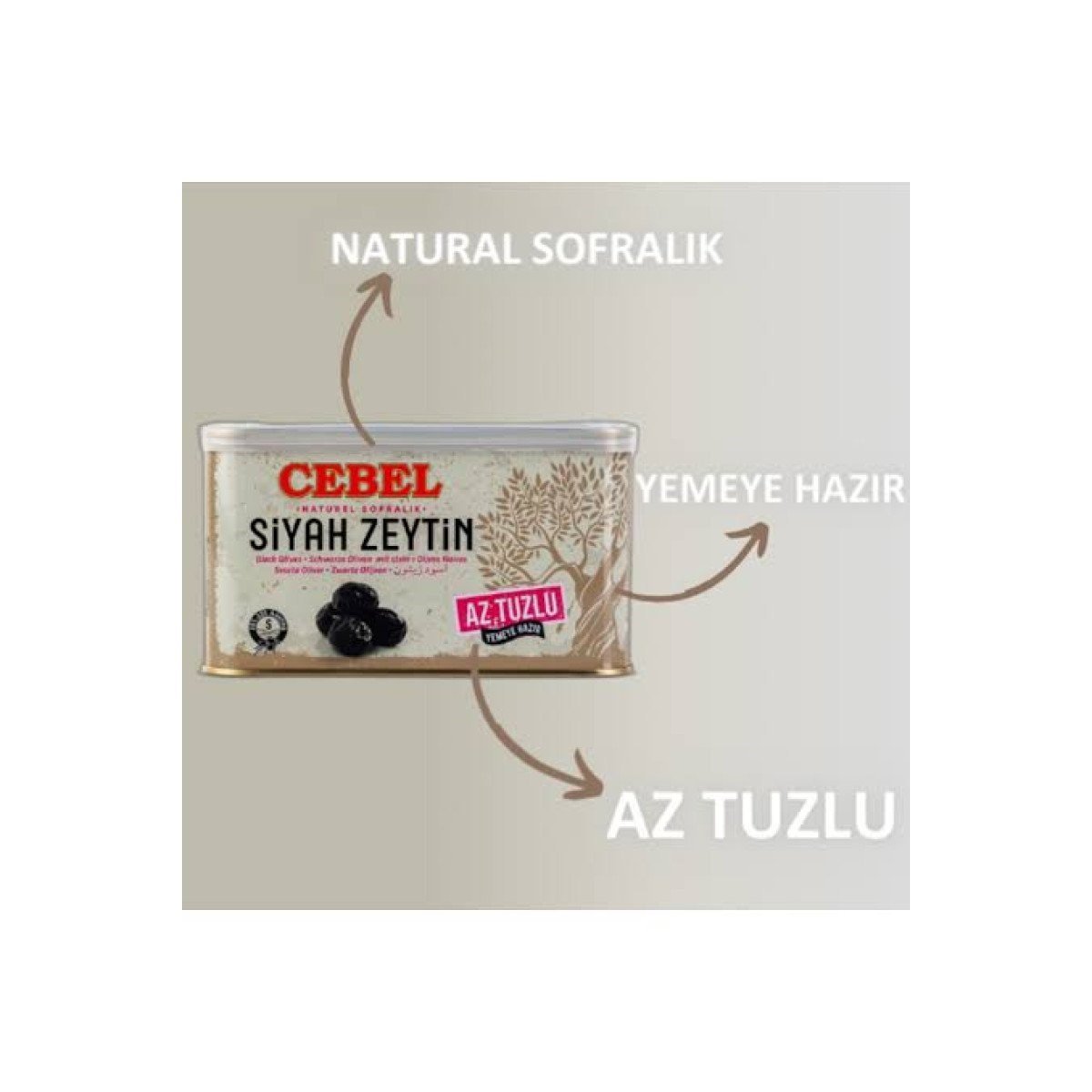 CEBEL SİYAH ZEYTİN AZ TUZLU TENEKE 750 ĞR