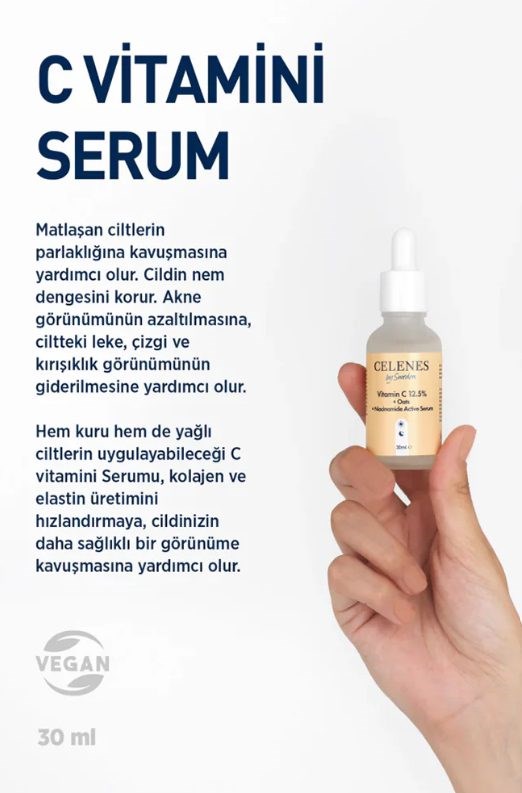 Celenes Aydınlatıcı ve Cilt Tonu Eşitleyici Rena C Vitamini Serum - Yulaf Özü + Niacinamide 30 ml