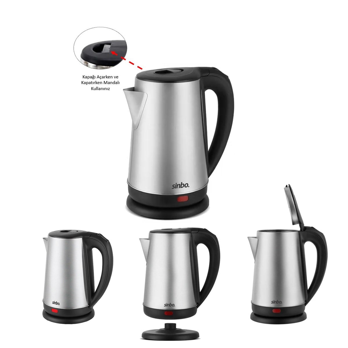 Çelik Kablosuz Su Isıtıcı Kettle 1.8L (360° Döner, Otomatik Kapanma)