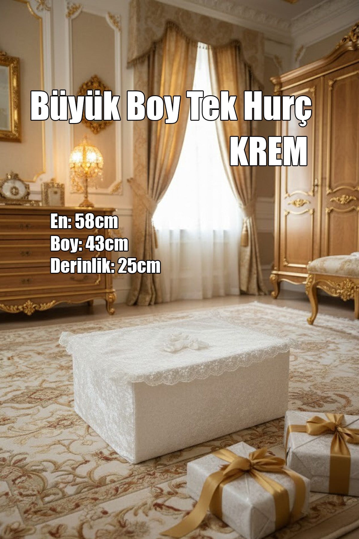 Çeyizlik Büyük Tek Hurç Çiçekli, Kadife Tek Hurç Çeyizlik Dantelli Hurç, Büyük Boy Hurç