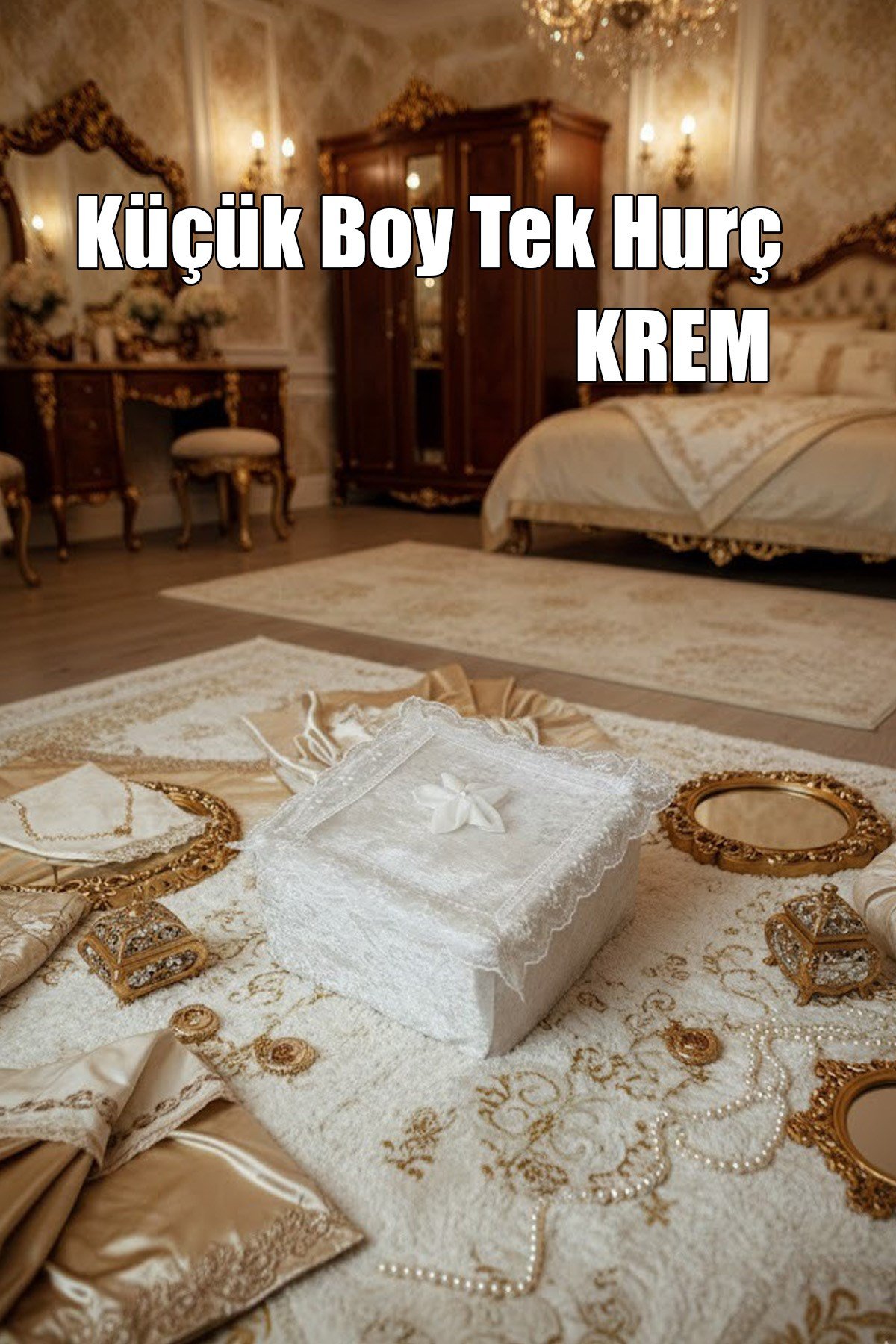 Çeyizlik Küçük Tek Hurç Çiçekli, Kadife Tek Hurç Çeyizlik Dantelli Hurç, Küçük Boy Hurç