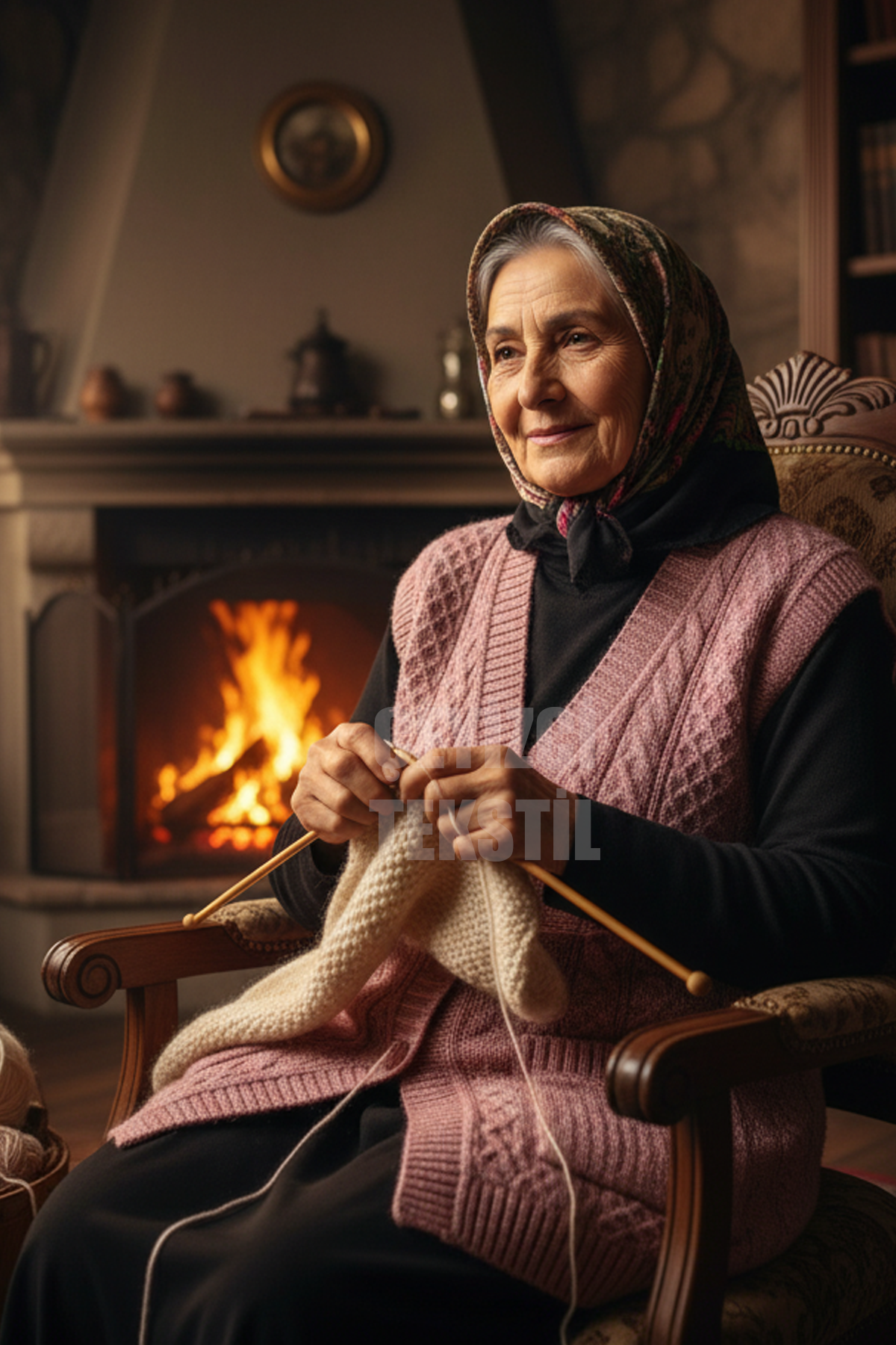 Çeyizlik Yelek, Düğmeli Anne Yeleği, Simli Yelek, Hediyelik Yelek, Gelin Simli Cepli Yelek - Pudra