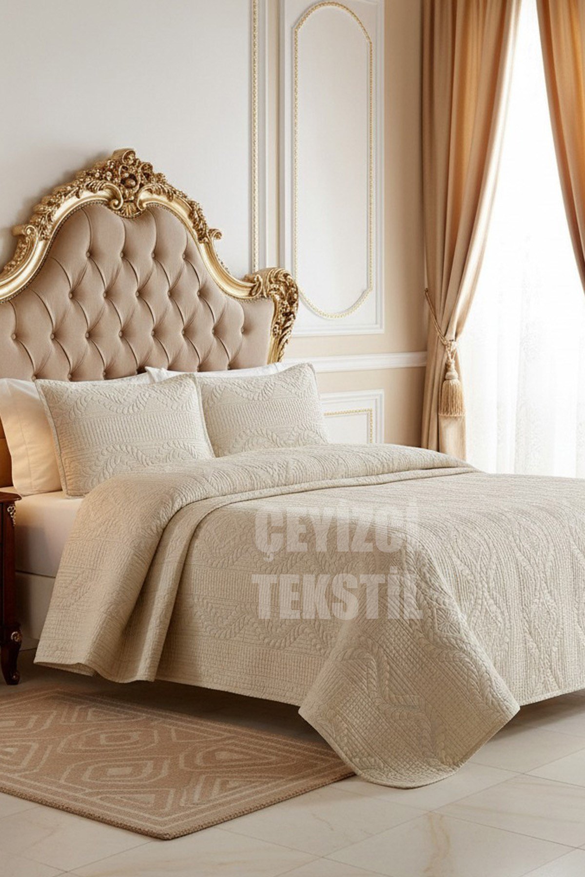 Çift Kişilik Dantelsiz Yatak örtüsü Kahve