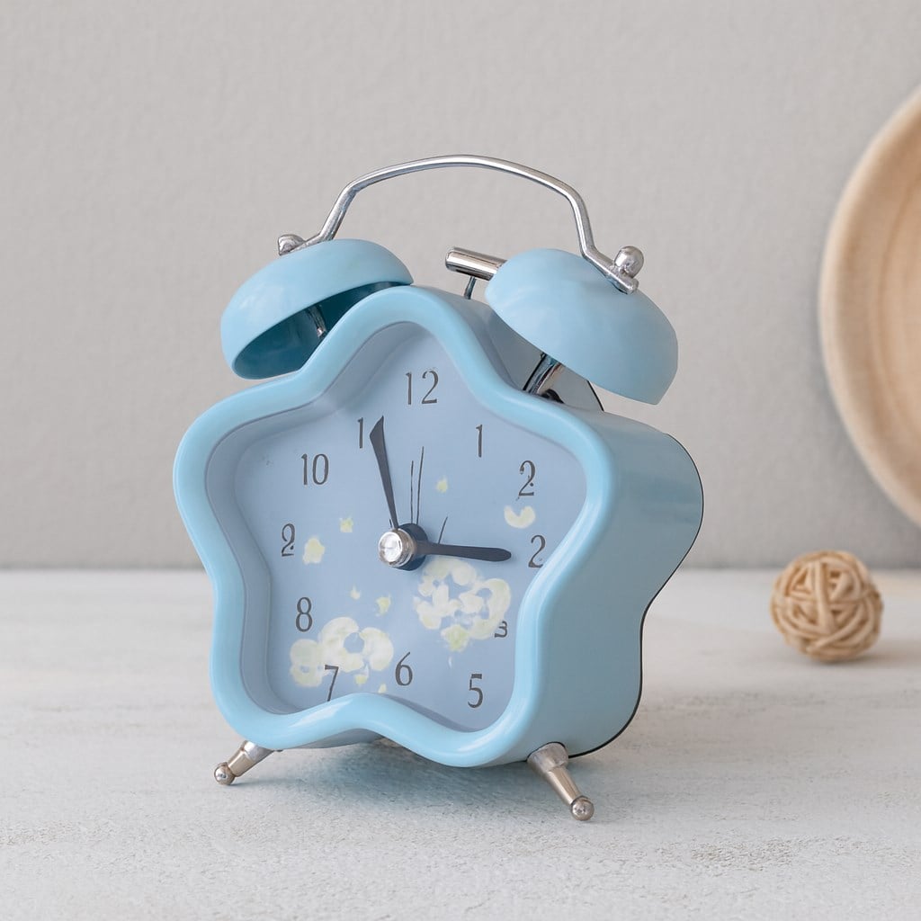 Çift Zilli Metal Masa Çalar Saat (8.8 cm) - Pilli & Işıklı