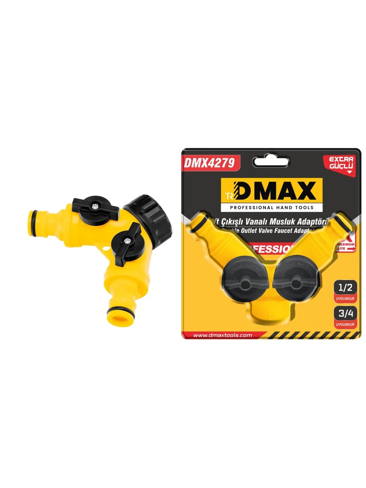 Çiftli ve Vanalı Musluk Adaptör 1/2-3/4 DMX4279