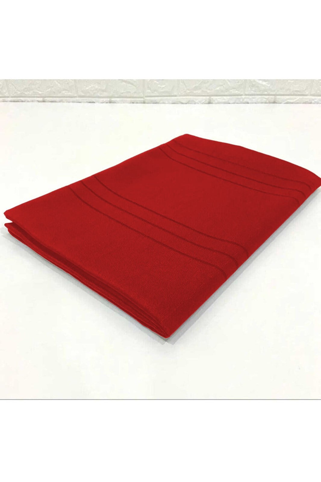 Çizgili Tek Masa Örtüsü Colber 160x220cm Kırmızı