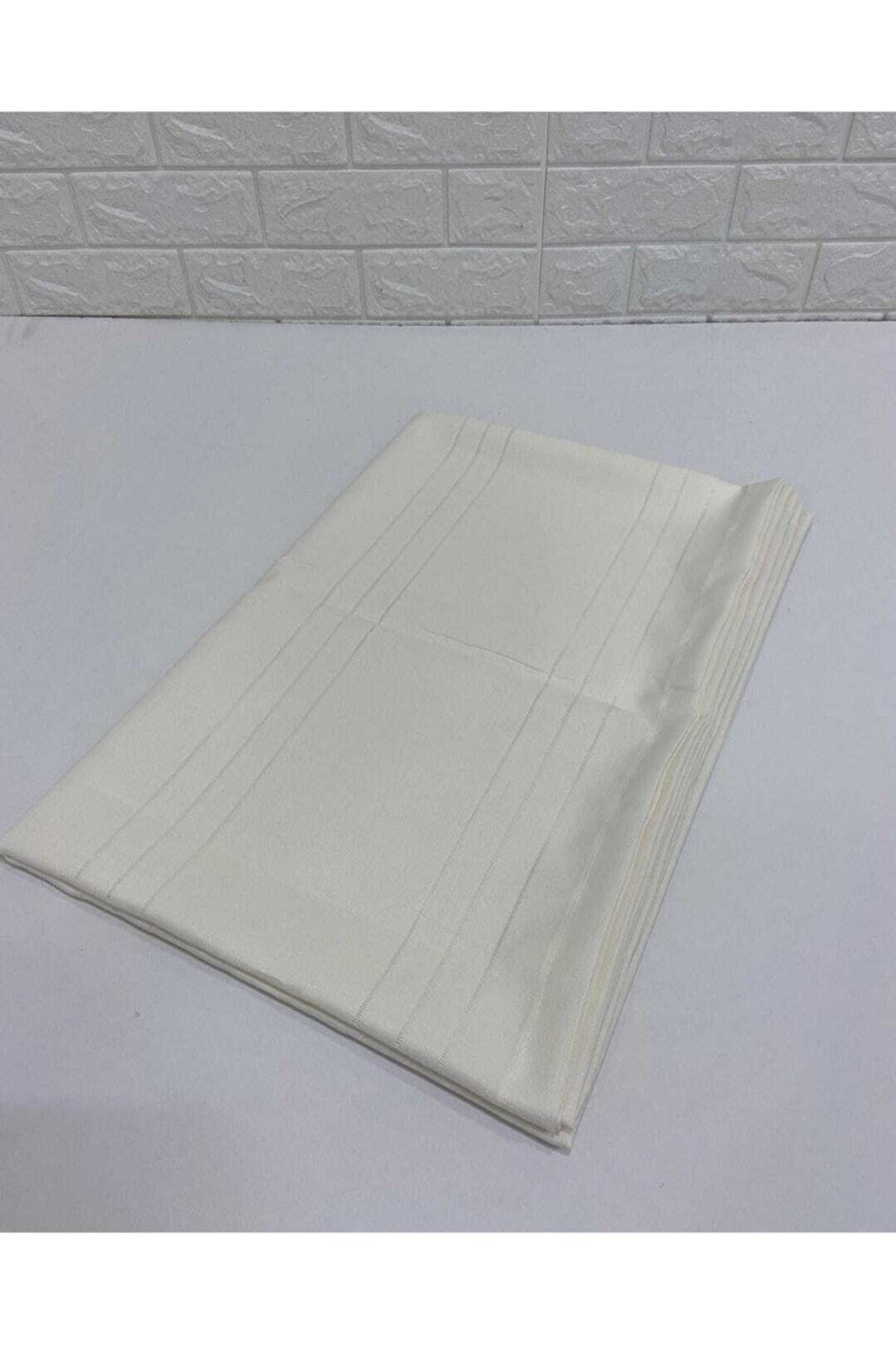 Çizgili Tek Masa Örtüsü Colber 160x260cm - Ekru