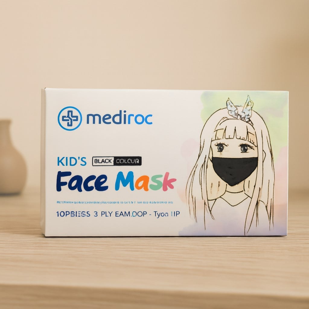 Çocuk Cerrahi Maske Siyah 10lu Lastikli