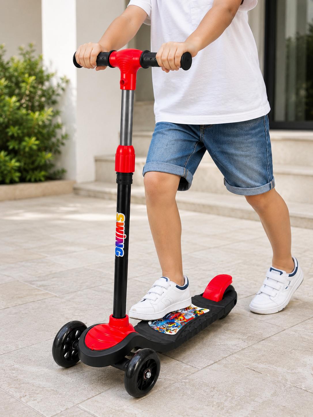 Çocuk Scooterı 3 Tekerlekli Denge Destekli Ayarlanabilir Gidonlu Çocuk Skuteri