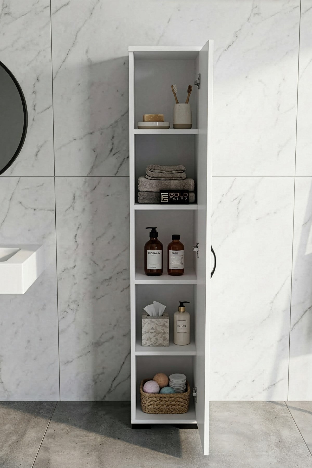 Çok Amaçlı Banyo Dolabı Beyaz 30 cm