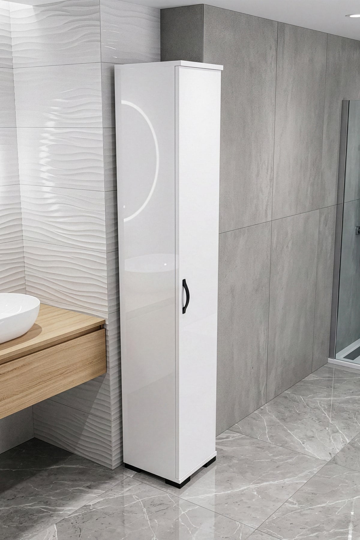 Çok Amaçlı Banyo Dolabı Beyaz 30 cm