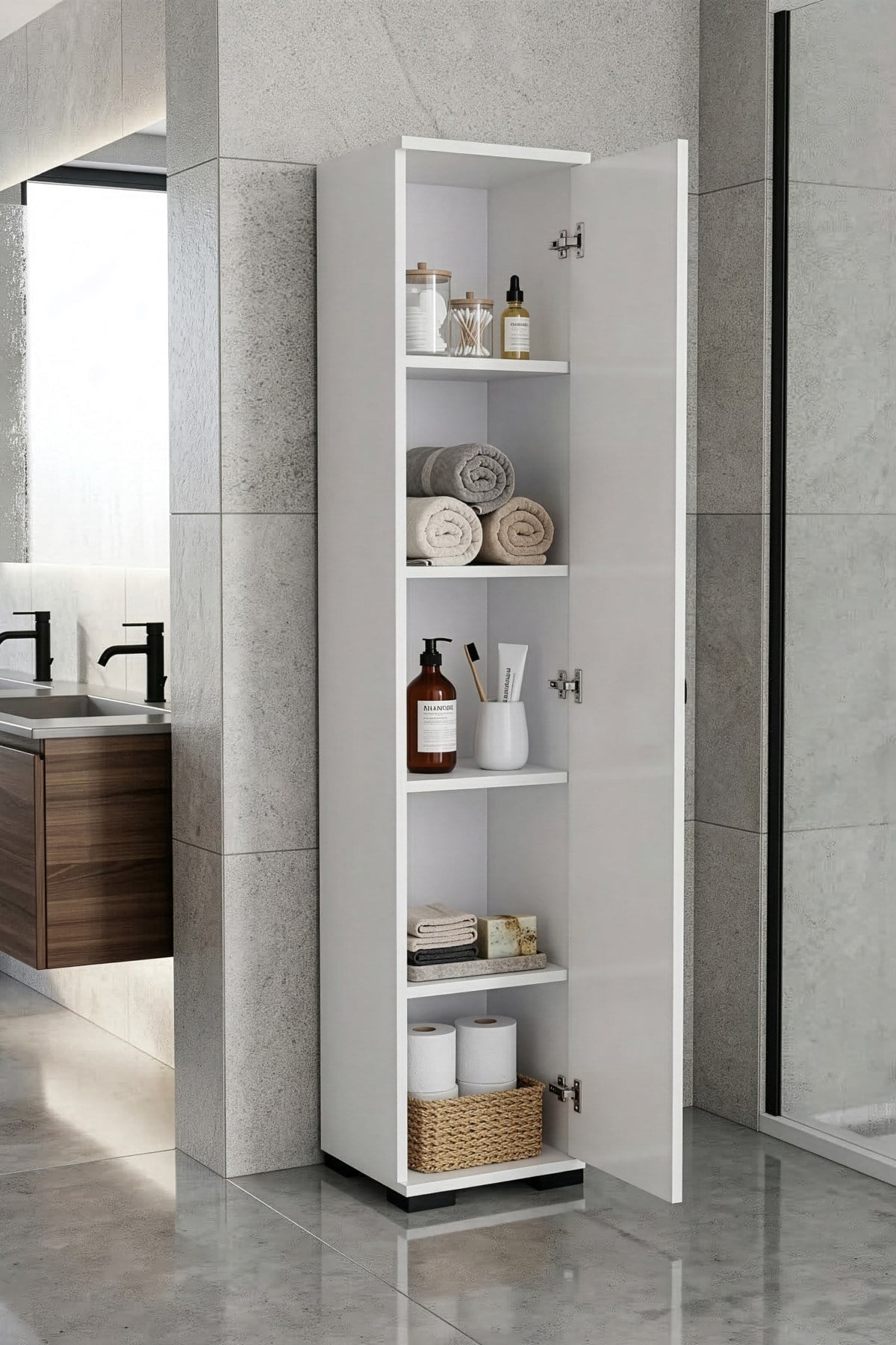 Çok Amaçlı Banyo Dolabı Beyaz 30 cm