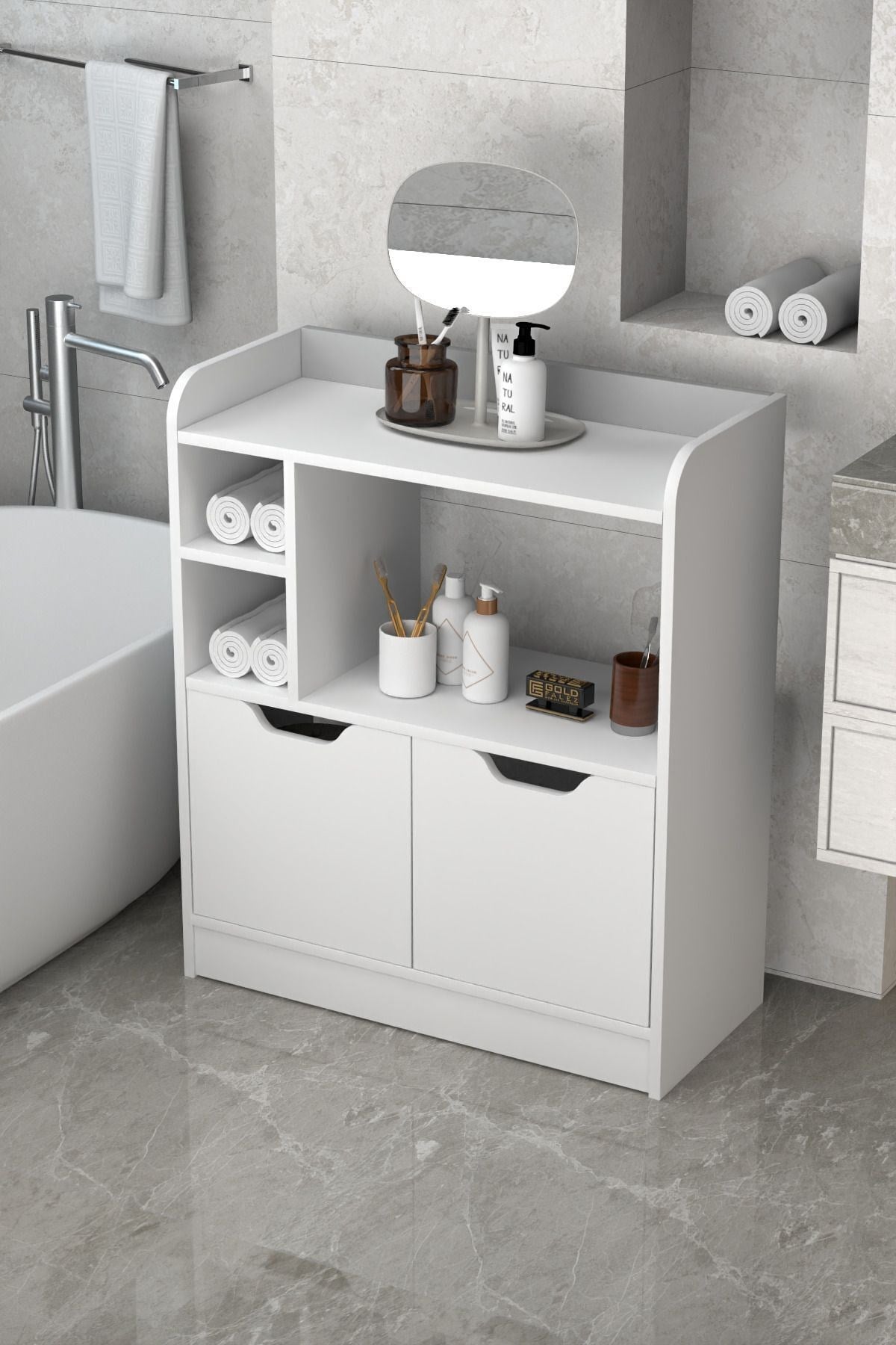Çok Amaçlı Banyo Dolabı Beyaz 86 cm