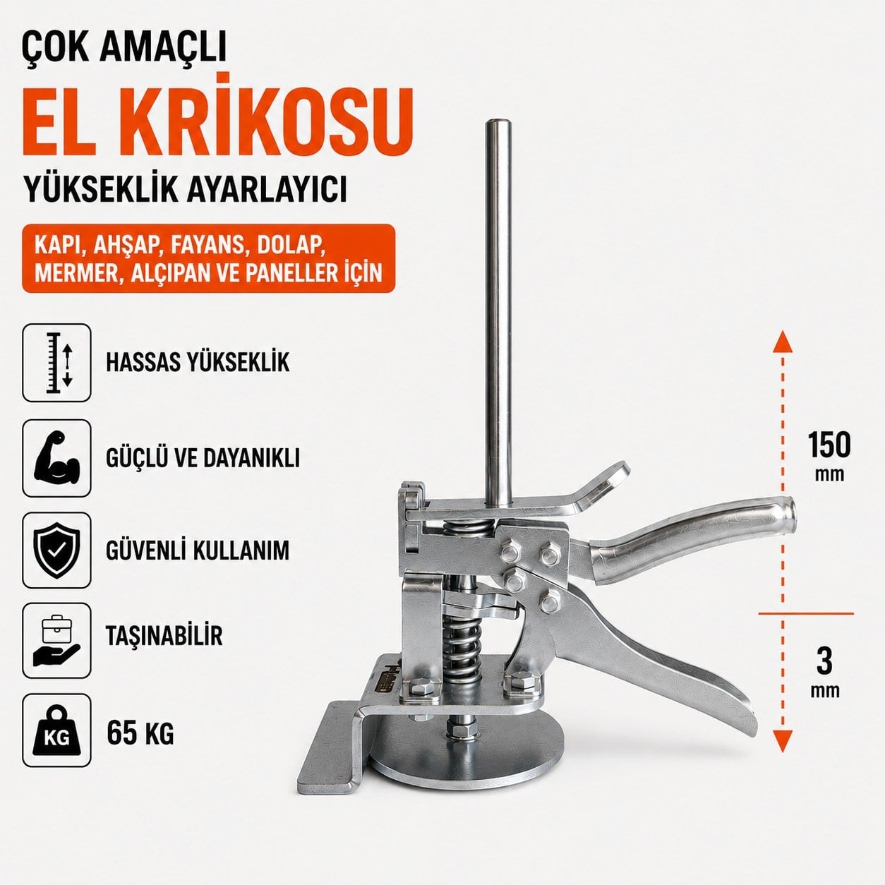 Çok Amaçlı El Krikosu Ahşap, Fayans, Kapı, Dolap ve Paneller İçin
