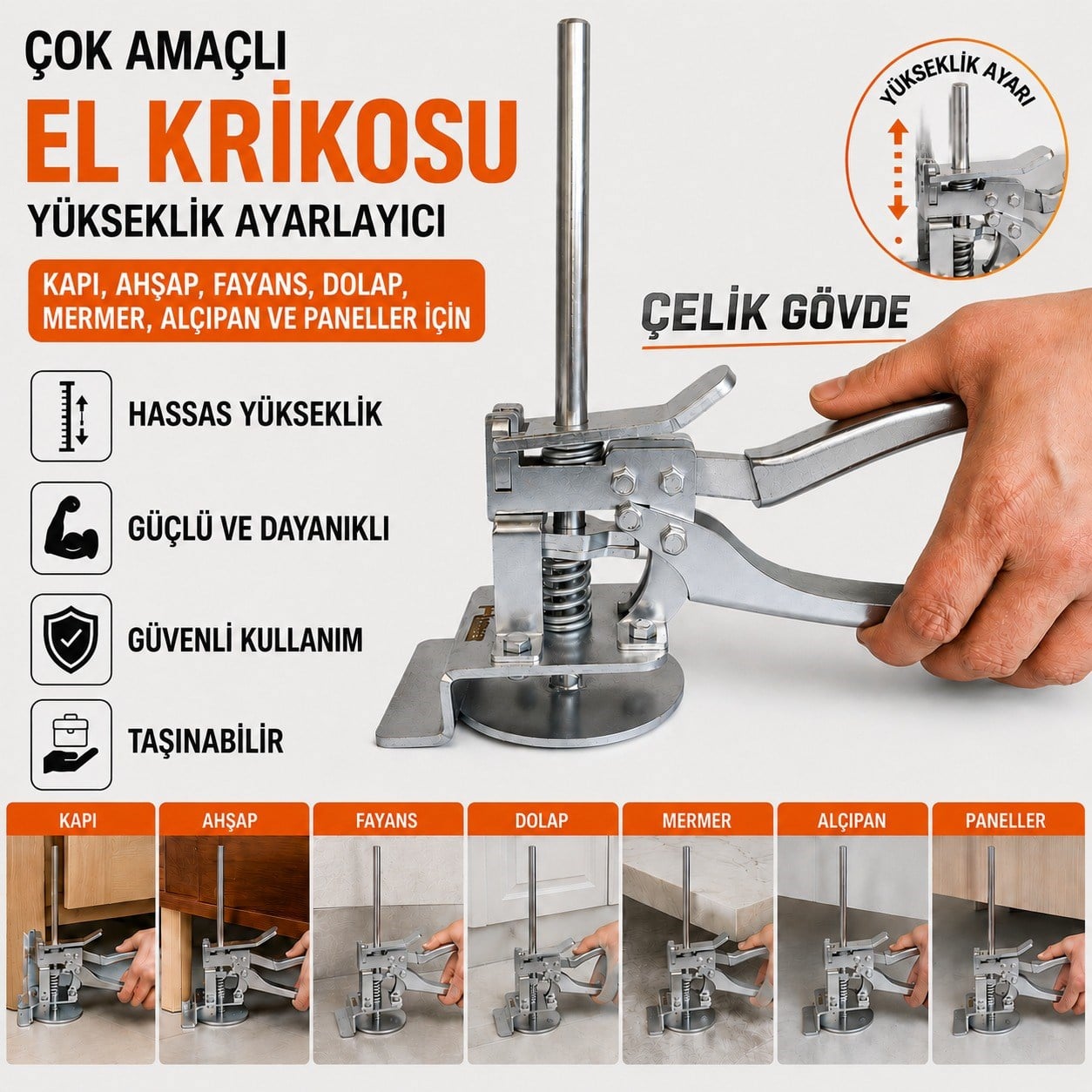 Çok Amaçlı El Krikosu Ahşap, Fayans, Kapı, Dolap ve Paneller İçin