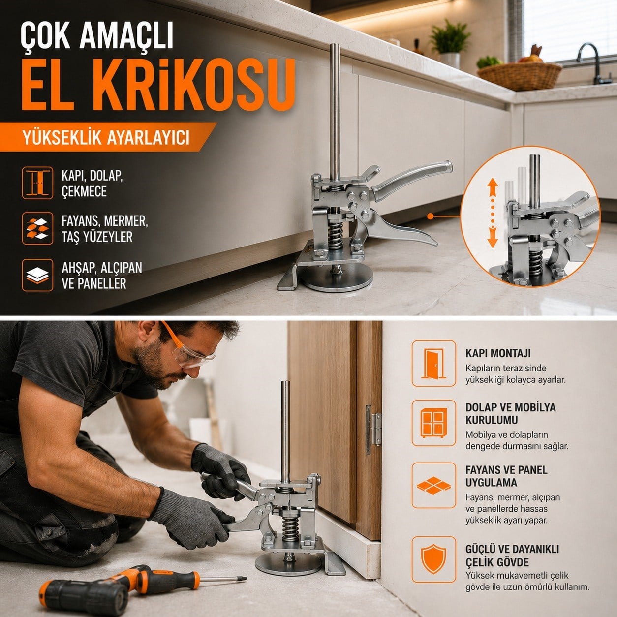 Çok Amaçlı El Krikosu Ahşap, Fayans, Kapı, Dolap ve Paneller İçin