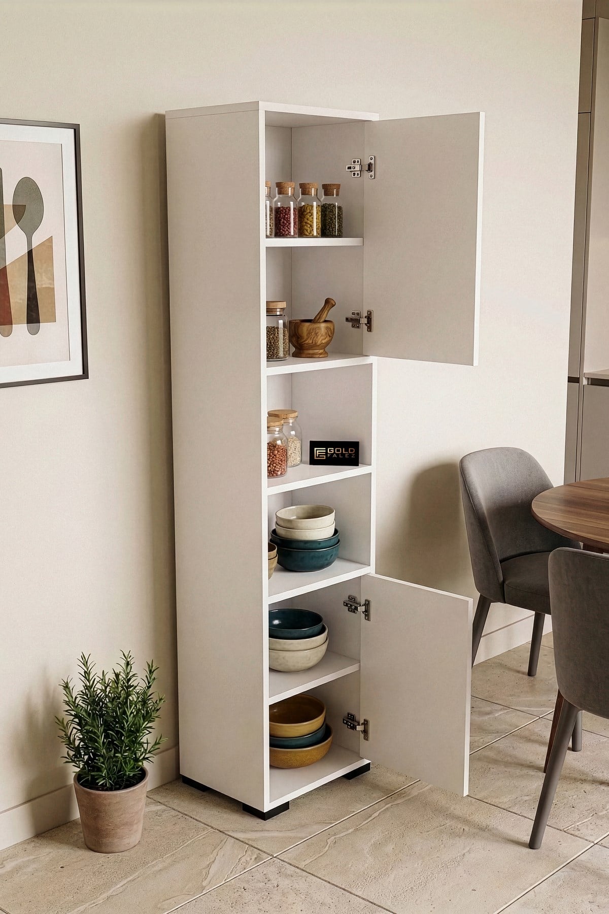 Çok Amaçlı Erzak Dolabı Beyaz 35 cm
