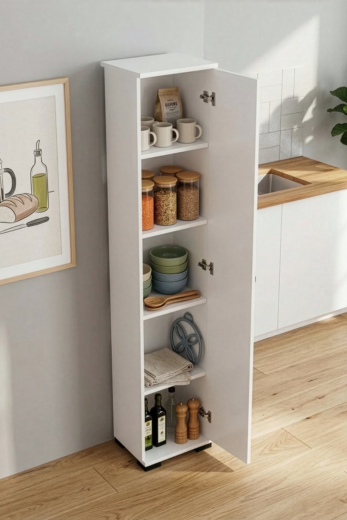 Çok Amaçlı Kiler Dolabı Beyaz 30 cm