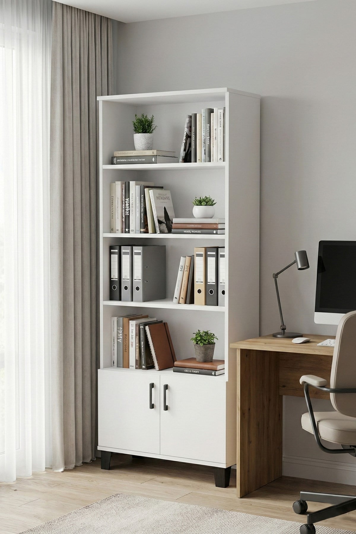 Çok Amaçlı Kitaplık Suntalam Beyaz 75x190