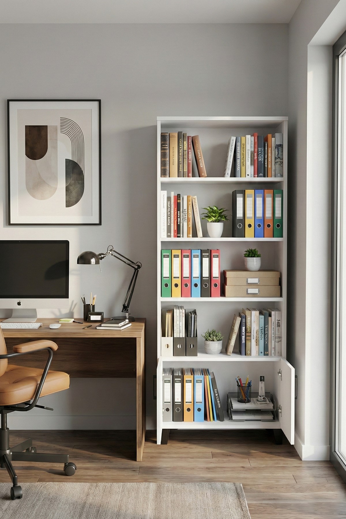Çok Amaçlı Kitaplık Suntalam Beyaz 75x190