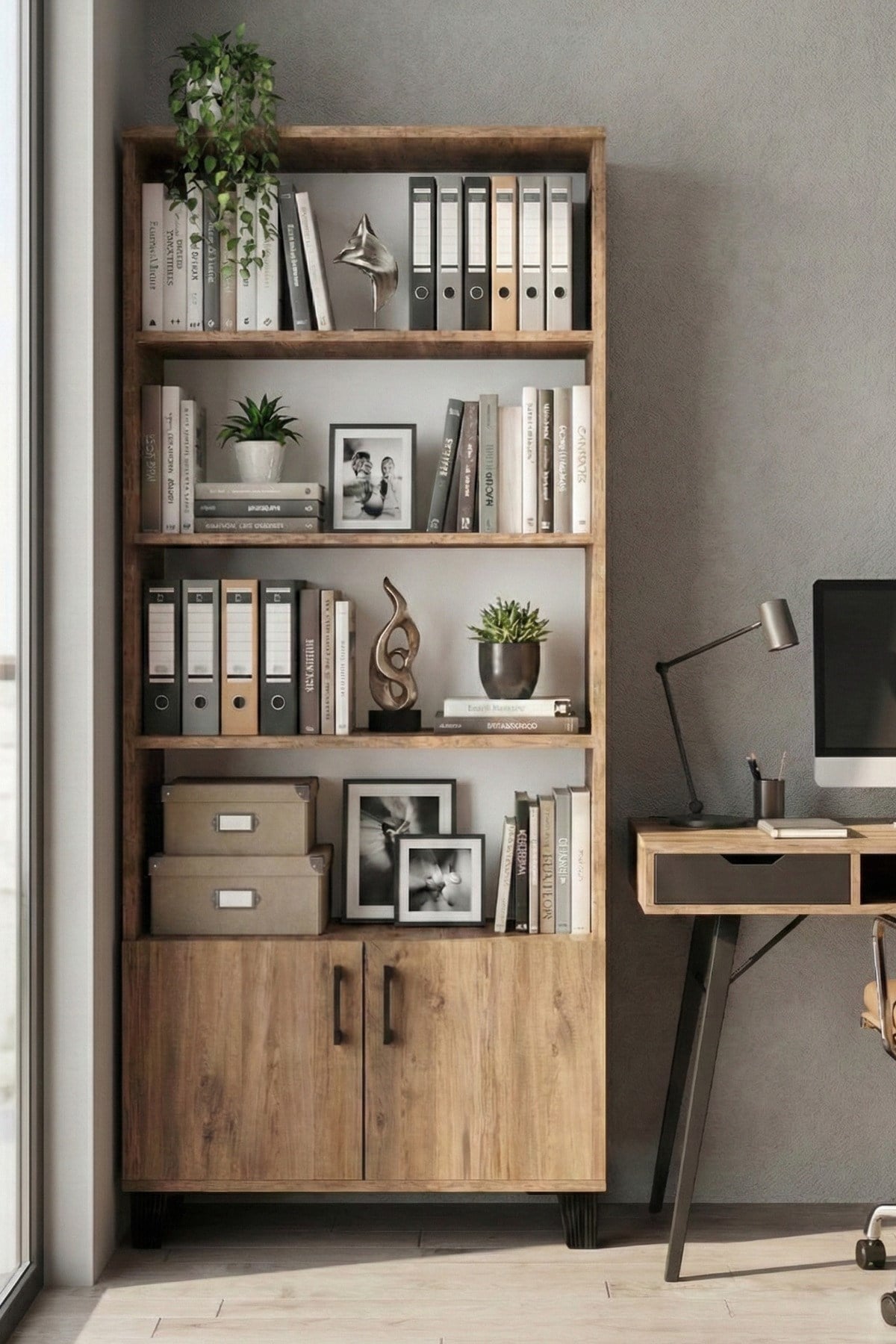 Çok Amaçlı Kitaplık Suntalam Kahverengi 75x190