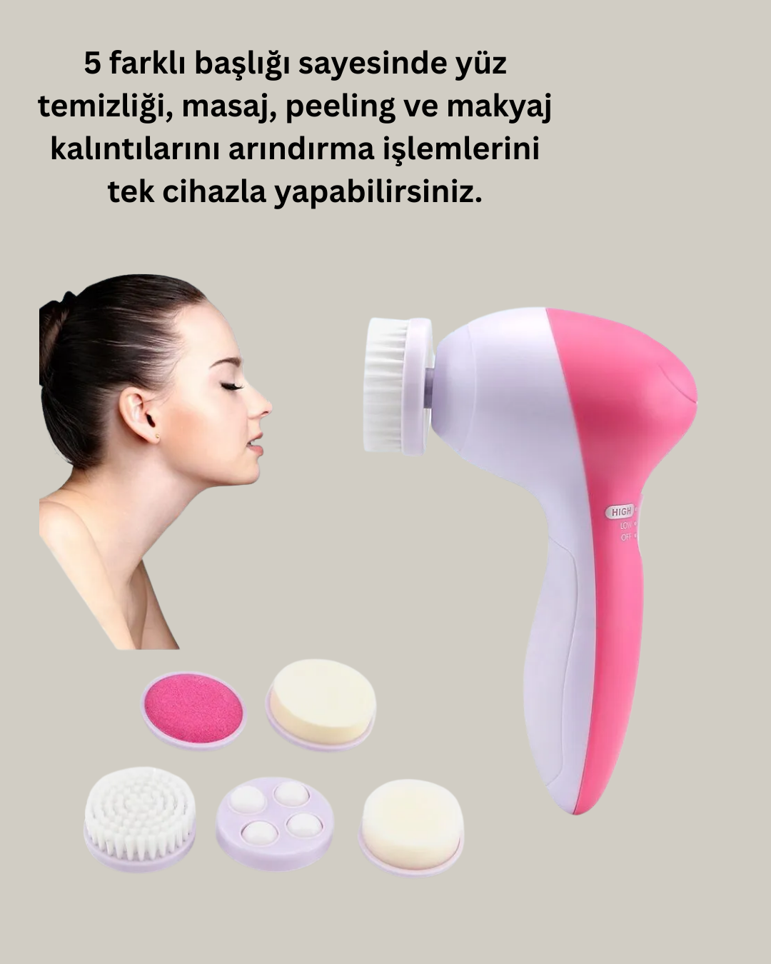 Çok Fonksiyonlu Elektrikli Yüz Bakım Fırçası