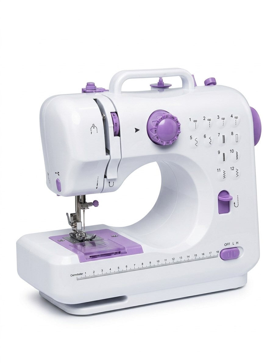 Çok Fonksiyonlu Mini Dikiş Makinesi 12 Dikiş Seçenekli 2 Kademeli Hız Ayarlı